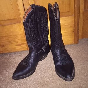 Black Leather Cowboy Boots